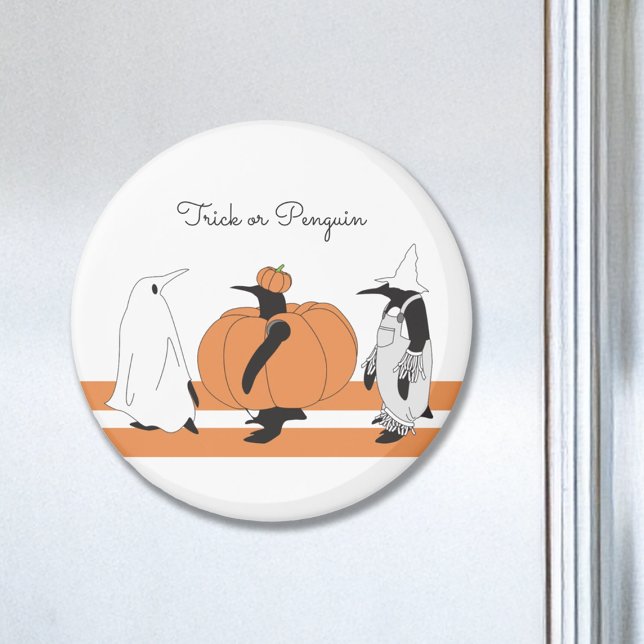 Personalized Pumpkin Penguin Funny Halloween Magnet (Creator Uploaded)