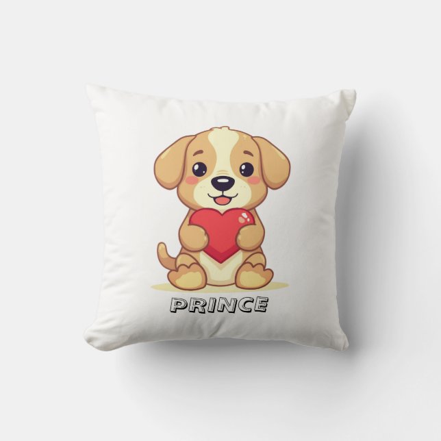 Personalized Puppy Valentine Throw Pillow (Front)