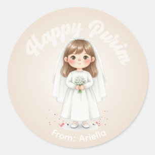 Personalized Purim Sticker – Bride Theme