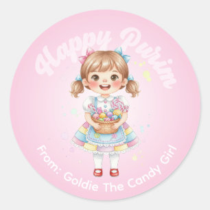 Personalized Purim Sticker – Candy Girl Theme