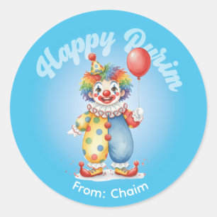 Personalized Purim Sticker - Clown Theme