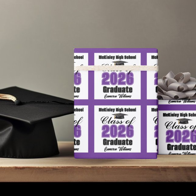 Personalized Purple Class of 2026 Graduation Wrapping Paper (Creator Uploaded)