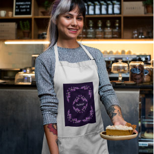 Personalized Purple Dendrobium Orchid Motif Standard Apron