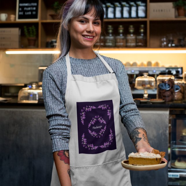 Personalized Purple Dendrobium Orchids Motif Standard Apron (Creator Uploaded)