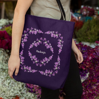 Personalized Purple Dendrobium Orchids Motif Tote Bag