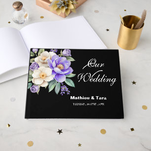 Personalized Purple Floral Bouquet Wedding Guest Book