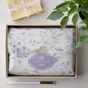 Personalized Purple Floral Monogram Tissue Paper