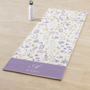 Personalized Purple Floral Yoga Mat