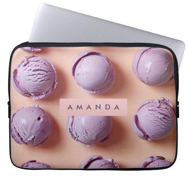 Personalized Purple Ice Cream Scoop  Laptop Sleeve (Front)