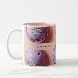 Personalized Purple Ice Cream Scoop Two-Tone Coffee Mug