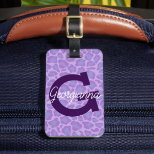 Personalized Purple Leopard Luggage Tag