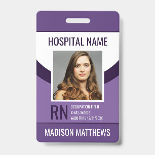 Personalized Purple Medical Employee ID Badge