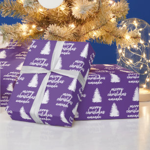 Personalized Purple Merry Christmas Wrapping Paper