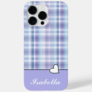Personalized Purple Plaid iPhone 14 Pro Max Case