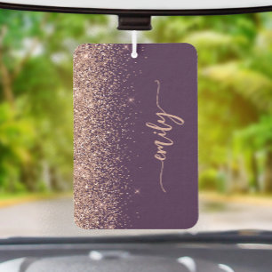 Personalized Purple Rose Gold Glitter Car Air Freshener