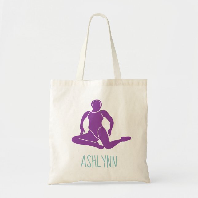 Personalized Purple Synchronized Swimmers Swimming Tote Bag (Front)