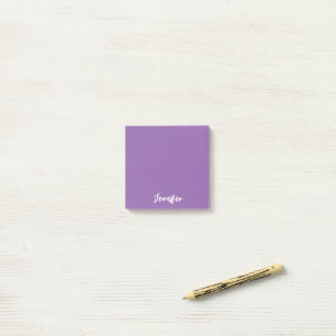 Personalized Purple White Script Name Post-it Notes