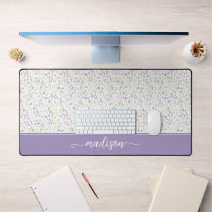 Personalized Purple Wildflower Monogram Desk Mat