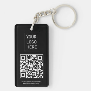 Personalized QR Code Business Card Your Logo Black Key Ring