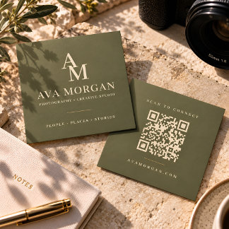 Personalized QR Code Modern Square Business Card