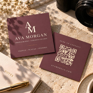 Personalized QR Code Modern Square Business Card