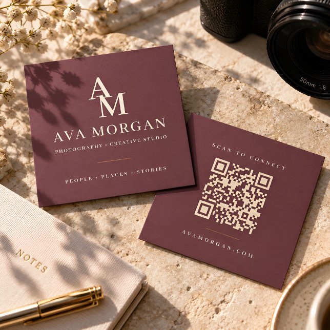 Personalized QR Code Modern Square Business Card (Creator Uploaded)