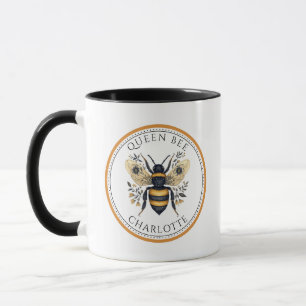 Personalized Queen Bee Floral Mug