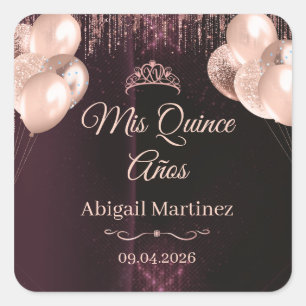 Personalized Quinceañera Square Stickers   labels