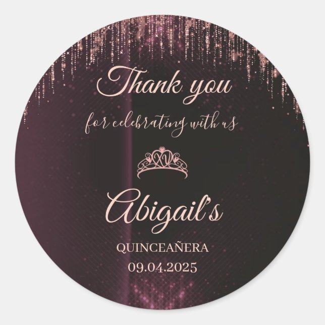 Personalized Quinceañera Stickers | Custom Name &  (Front)