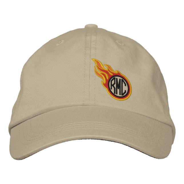 Personalized Racing Flames Bullet Monogram Embroidered Hat (Front)