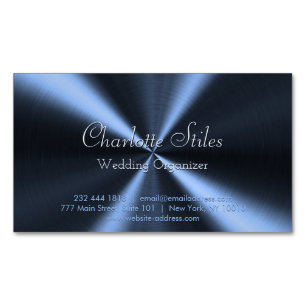 Personalized Radial Metallic Look - Dark Blue Magnetic Business Card