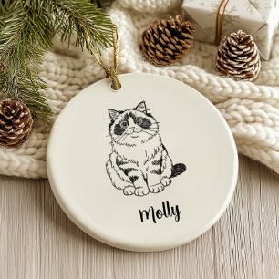Personalized Ragdoll Cat Christmas Ceramic Tree Decoration