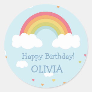 Personalized Rainbow Birthday Party Stickers
