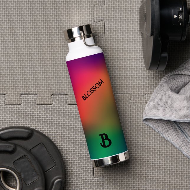 Personalized Rainbow Blossom Water Bottle (Gym (Rotated))