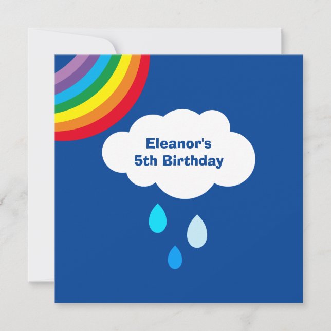 Personalized Rainbow, Clouds and Rain Birthday (Front)
