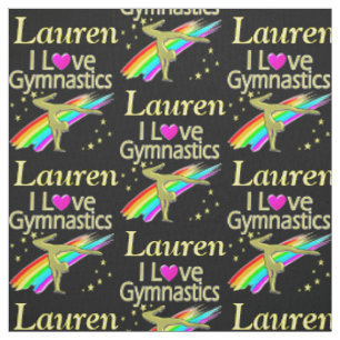 PERSONALIZED RAINBOW I LOVE GYMNASTICS FABRIC