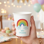 Personalized Rainbow Kids Birthday Custom Name Paper Cups<br><div class="desc">Add a colorful touch to your celebration with these personalized rainbow kids birthday party paper cups. Featuring a cute smiling cloud and vibrant rainbow design, these cups are perfect for creating a joyful rainbow themed birthday party for kids. Easily customize the name and age to make the party extra special...</div>