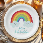 Personalized Rainbow Kids Birthday Custom Name Paper Plate<br><div class="desc">Make your child’s birthday party bright and unforgettable with these personalized rainbow kids birthday paper plates. Featuring a cute smiling cloud and colorful rainbow design, these plates add a magical touch to any rainbow birthday party theme. Perfect for girls or boys, you can easily customize the name and age to...</div>