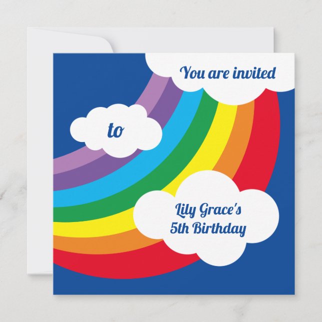 Personalized Rainbow Kid's Birthday Invitation (Front)