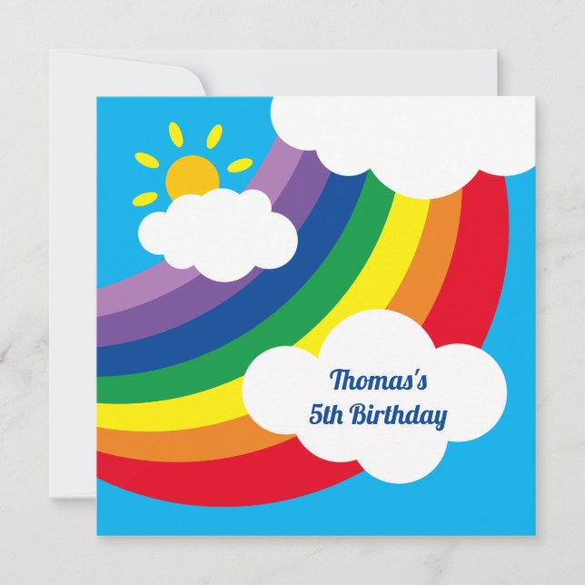 Personalized Rainbow Kid's Birthday Invitation (Front)