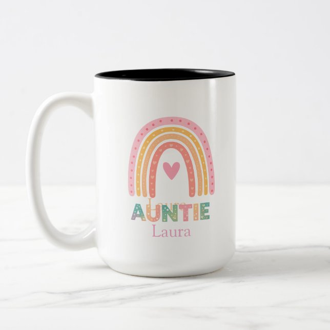 Personalized Rainbow Mug Gift for Auntie Best mug (Left)