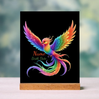 Personalized Rainbow Phoenix Name Birthdate Gift Acrylic Sign