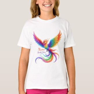 Personalized Rainbow Phoenix Name Birthdate Gift T-Shirt
