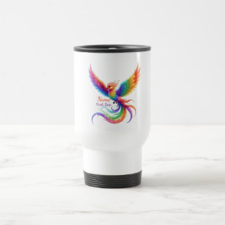 Personalized Rainbow Phoenix Name Birthdate Gift Travel Mug