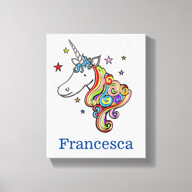 Personalized Rainbow Unicorn  Canvas Print (Front)