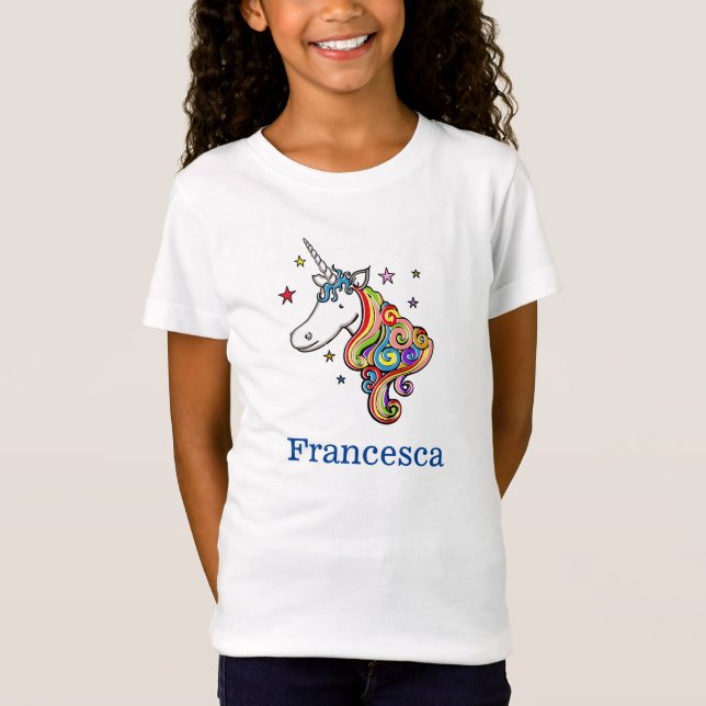 Personalized Rainbow Unicorn Heart T-Shirt (Front)