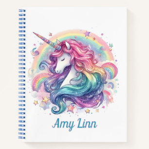 Personalized Rainbow Unicorn Sketch  Notebook