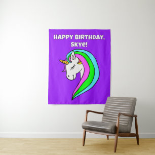 Personalized Rainbow Unicorn Tapestry