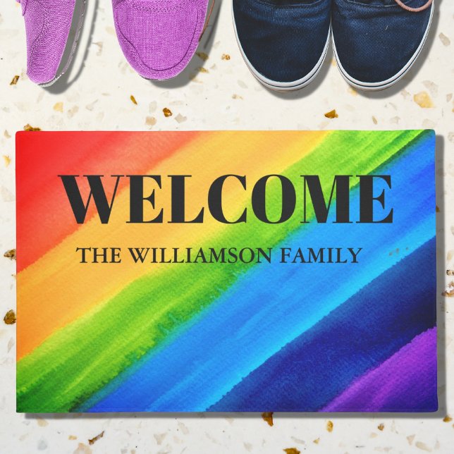 Personalized Rainbow Welcome  Doormat (Creator Uploaded)