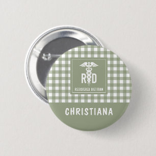 Personalized RD Registered Dietitian Plaid Pattern 6 Cm Round Badge